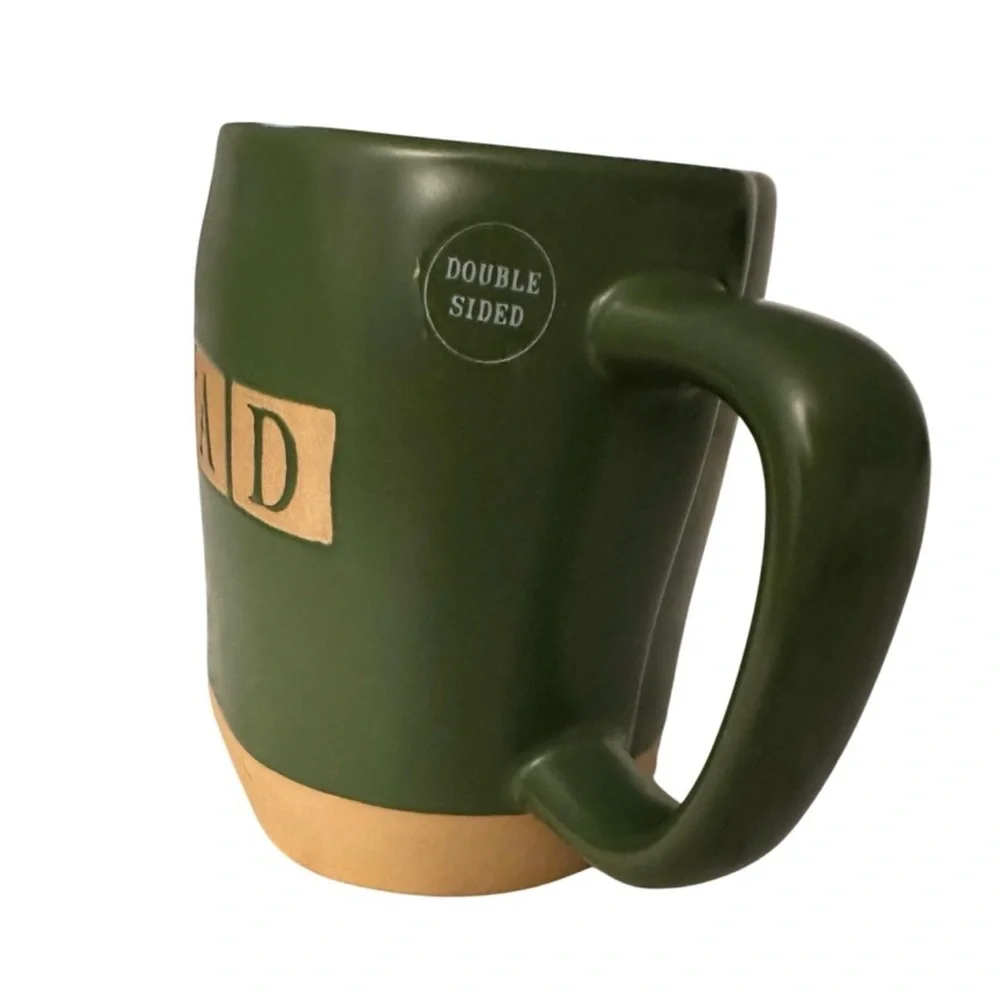 NEW Rae Dunn Artisan Dad Mug Green Tan Duck Double Sided Coffee Cup